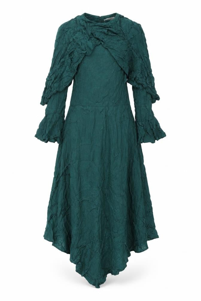 Warehouse Womens Green Viscose A-Line Size 8 Round Neck Button