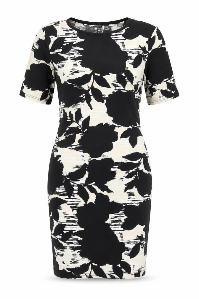 Topshop Womens Black Geometric Polyester Bodycon Size 12 Round Neck Pullover