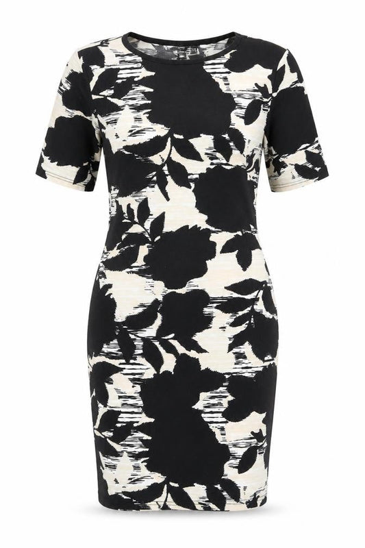 Topshop Womens Black Geometric Polyester Bodycon Size 12 Round Neck Pullover