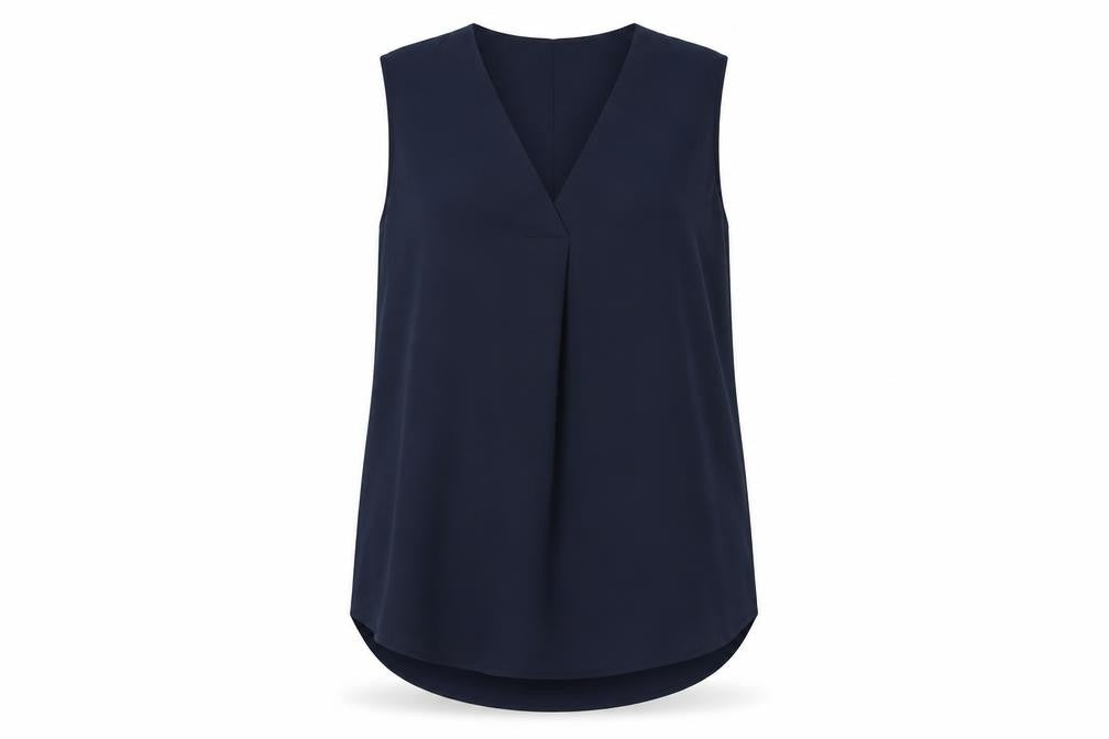 H&M Womens Blue Polyester Basic Blouse Size 14 V-Neck