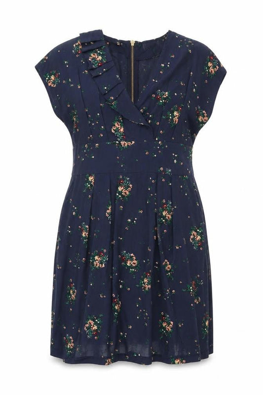A/Wear Womens Blue Floral Polyester Shift Size 16 V-Neck Zip