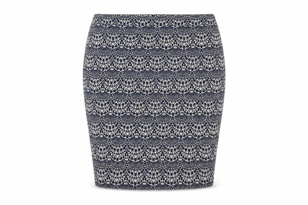 Warehouse Womens Blue Geometric Polyester Straight & Pencil Skirt Size 14 Zip