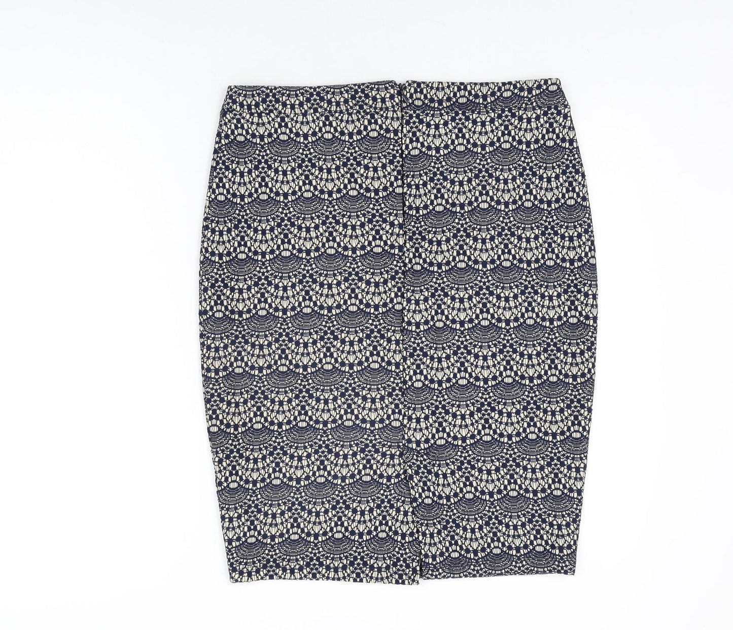 Warehouse Womens Blue Geometric Polyester Straight & Pencil Skirt Size 14 Zip
