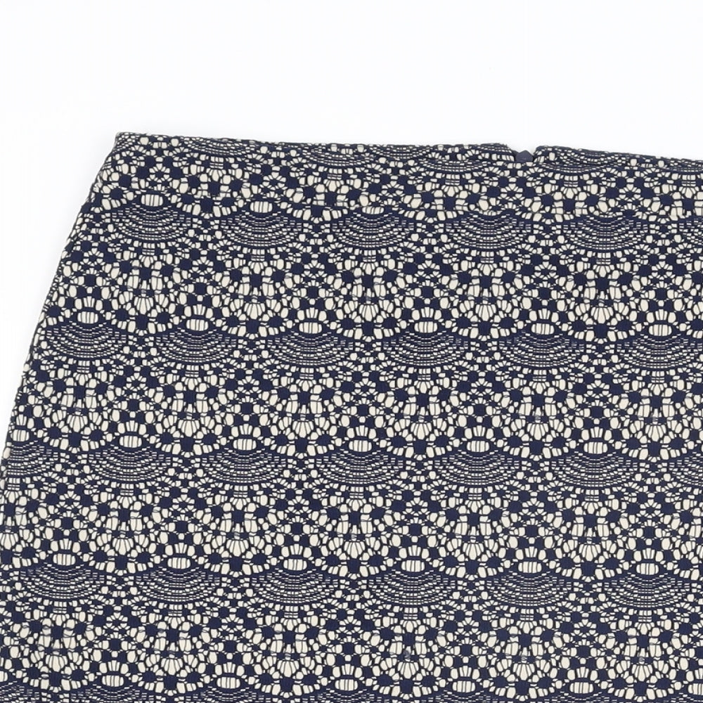 Warehouse Womens Blue Geometric Polyester Straight & Pencil Skirt Size 14 Zip