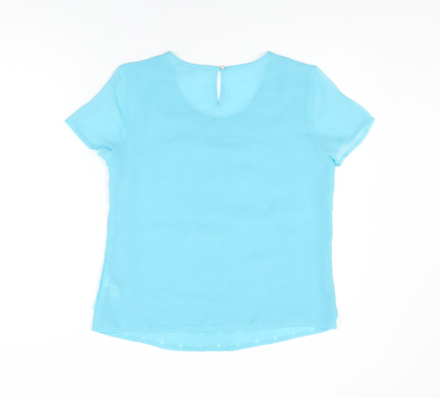 Red Herring Womens Blue Polyester Basic Blouse Size 14 Round Neck
