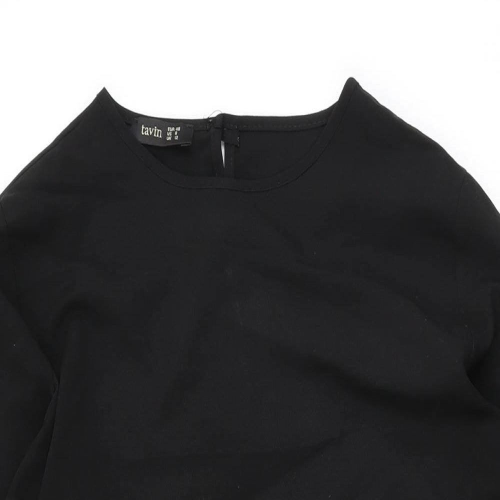 Tavin Womens Black Polyester Shift Size 12 Round Neck Button