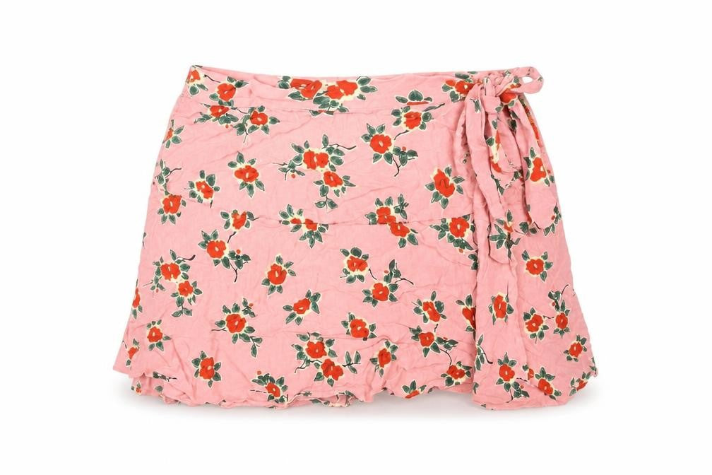 Topshop Womens Pink Floral Viscose Mini Skirt Size 8 Zip