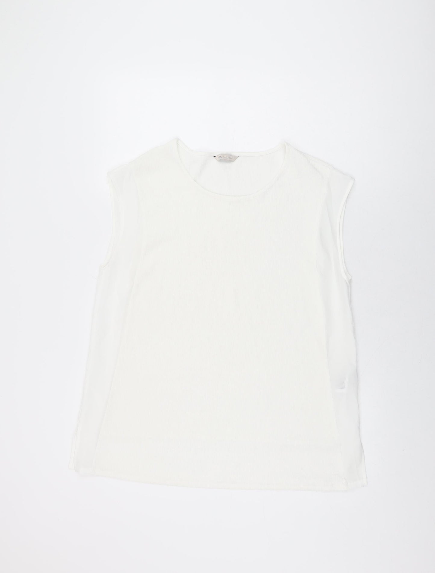 Marks and Spencer Womens White Polyester Basic T-Shirt Size 14 Round Neck