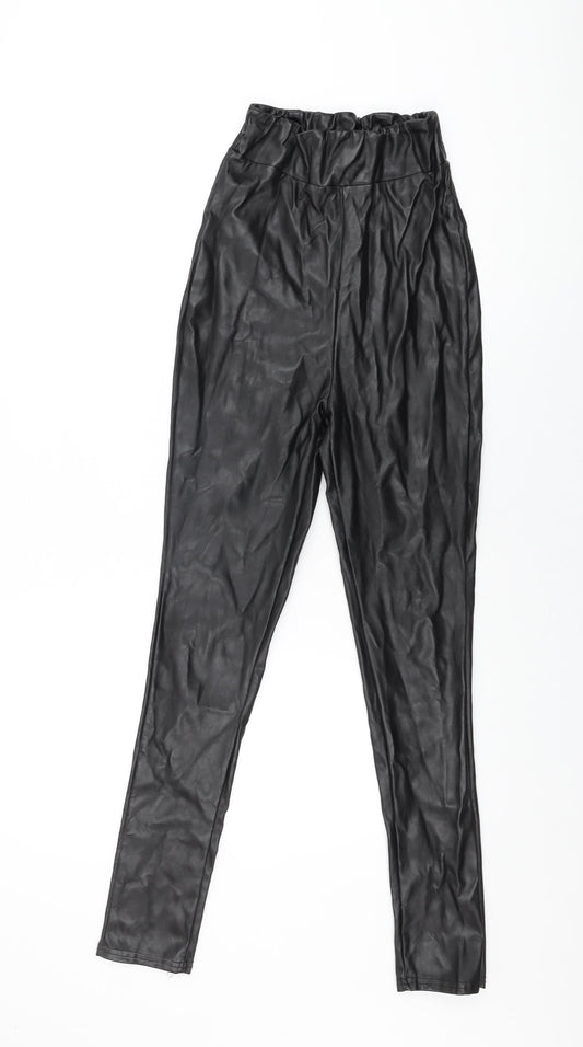 PRETTYLITTLETHING Womens Black Polyester Pedal Pusher Leggings Size 8 L28 in