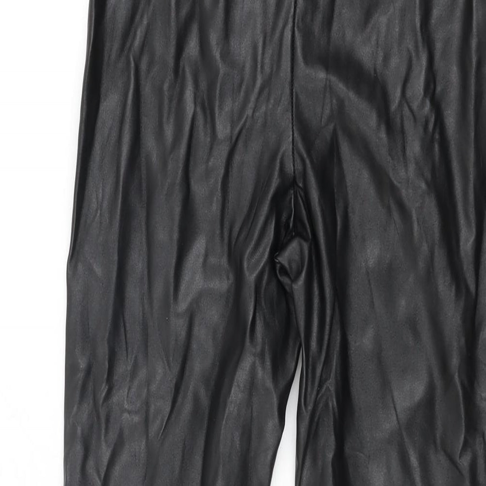 PRETTYLITTLETHING Womens Black Polyester Pedal Pusher Leggings Size 8 L28 in