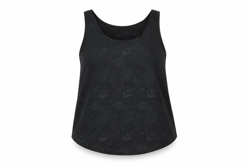 Etam Womens Black Floral Polyester Basic Tank Size 14 Scoop Neck