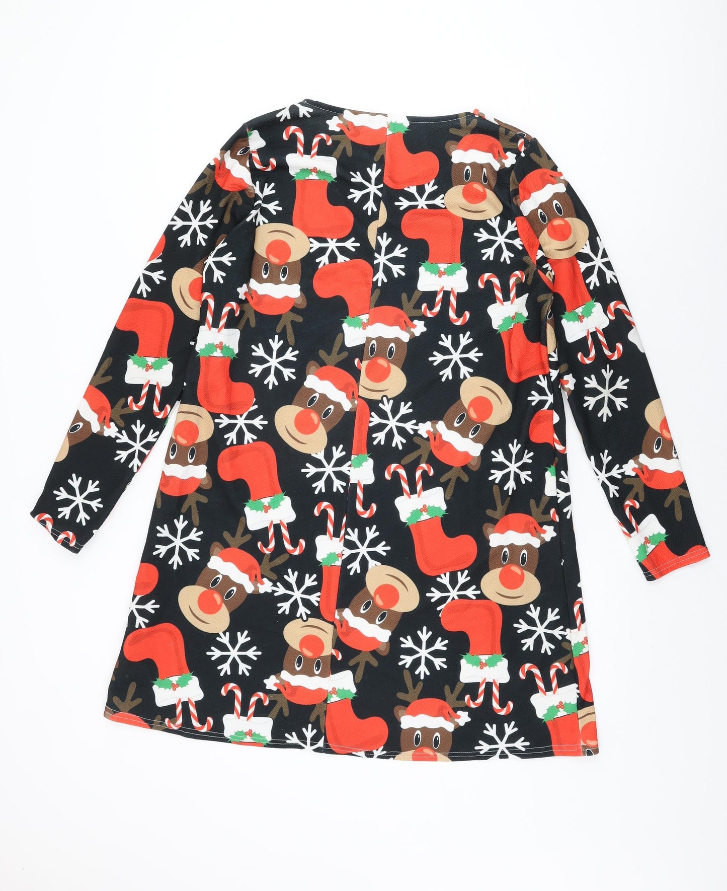 Quiz Womens Black Geometric Polyester Shift Size 16 Round Neck Pullover