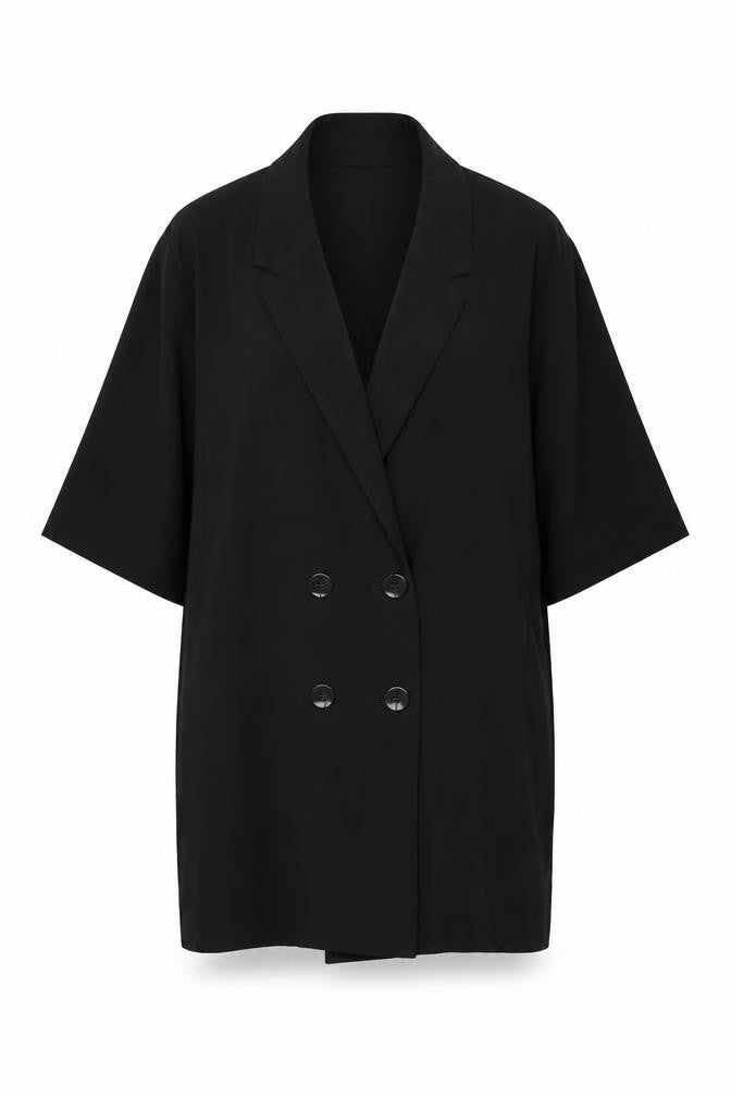 b.young Womens Black Polyester Basic Button-Up Size 8 Collared