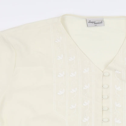 Design Essentials Womens Ivory Polyester Basic Button-Up Size 20 V-Neck