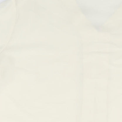 Design Essentials Womens Ivory Polyester Basic Button-Up Size 20 V-Neck
