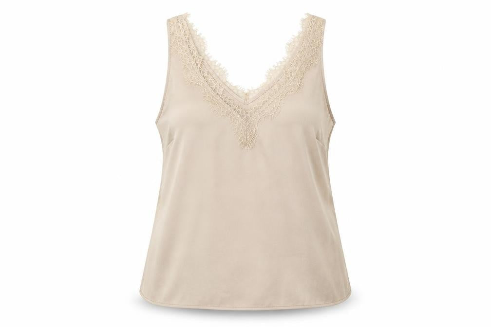 Marks & Spencer Womens Beige Polyester Basic T-Shirt Size 6 V-Neck