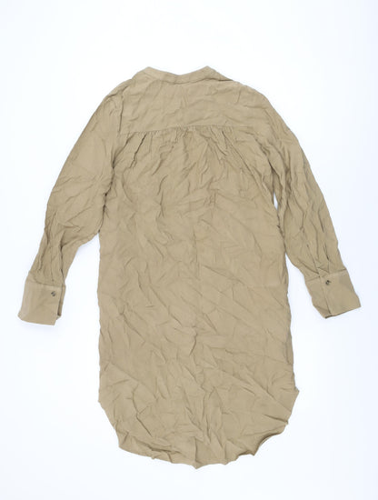 Back view of Autograph women’s beige viscose shift, size UK 8, round neck button