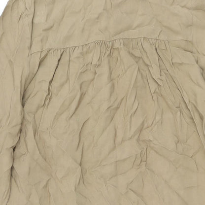 Brand and care label for Autograph women’s beige viscose shift, size UK 8, round neck button