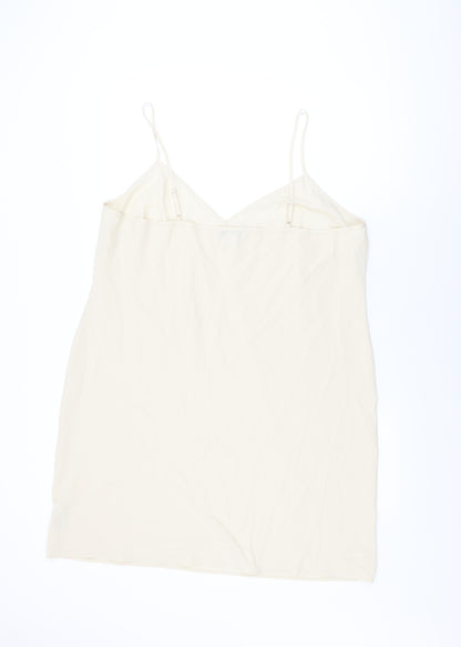 Marks & Spencer Womens Beige Polyester Slip Dress Size 20 V-Neck Pullover