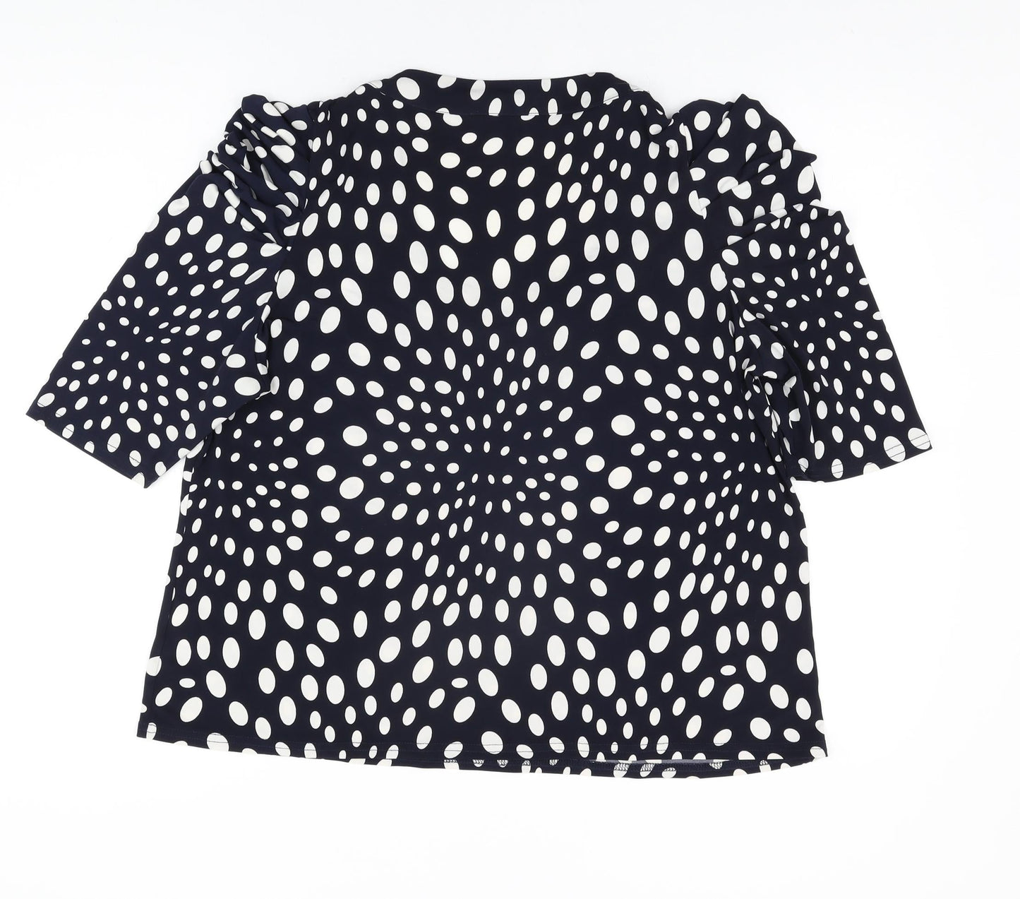 Chesca Womens Blue Polka Dot Viscose Basic T-Shirt Size 16 Square Neck