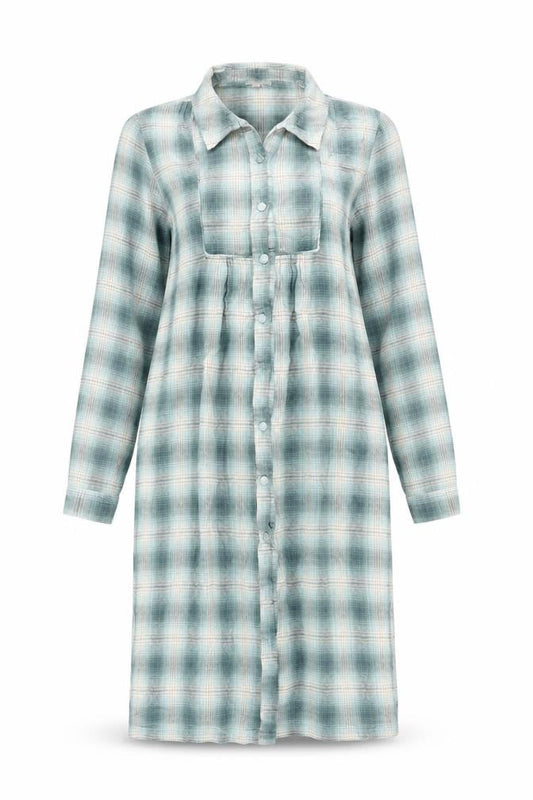 Patra Womens Blue Geometric Cotton Shirt Dress Size S Collared Button