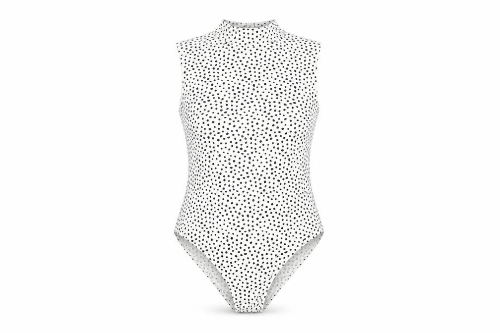 H&M Womens White Polka Dot Polyester Bodysuit One-Piece Size M Snap