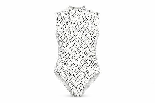 H&M Womens White Polka Dot Polyester Bodysuit One-Piece Size M Snap