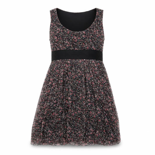 Zara Womens Black Floral Silk Shift Size M Scoop Neck Zip