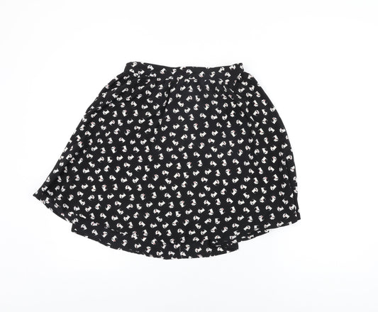 Twik Womens Black Geometric Polyester Skater Skirt Size M
