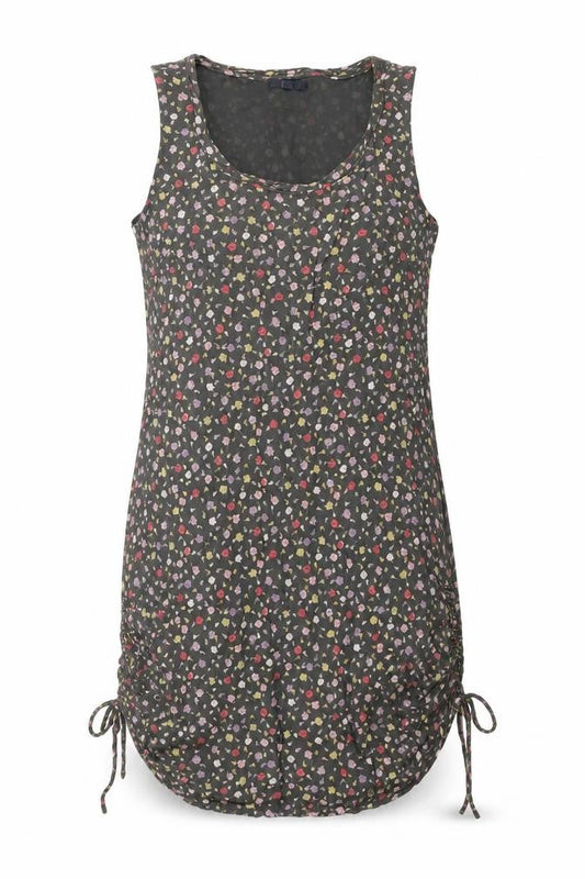Gap Womens Grey Floral Viscose Shift Size M Scoop Neck Drawstring