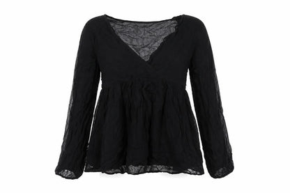 Pull&Bear Womens Black Polyester Basic Blouse Size M V-Neck