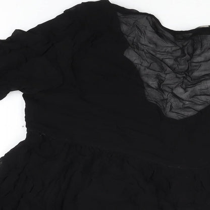 Pull&Bear Womens Black Polyester Basic Blouse Size M V-Neck