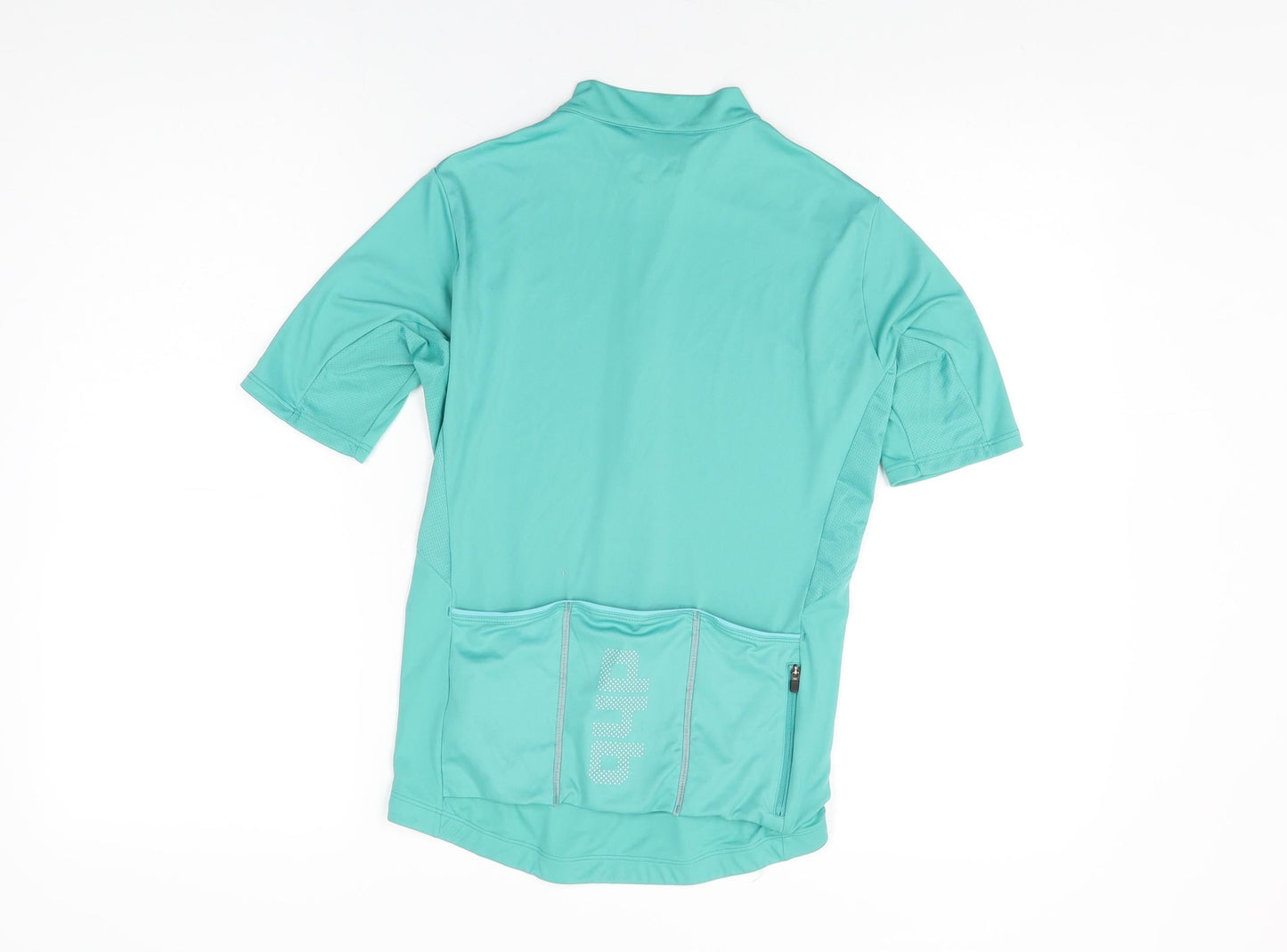 DHB Womens Green Polyester Basic T-Shirt Size 8 Round Neck Zip
