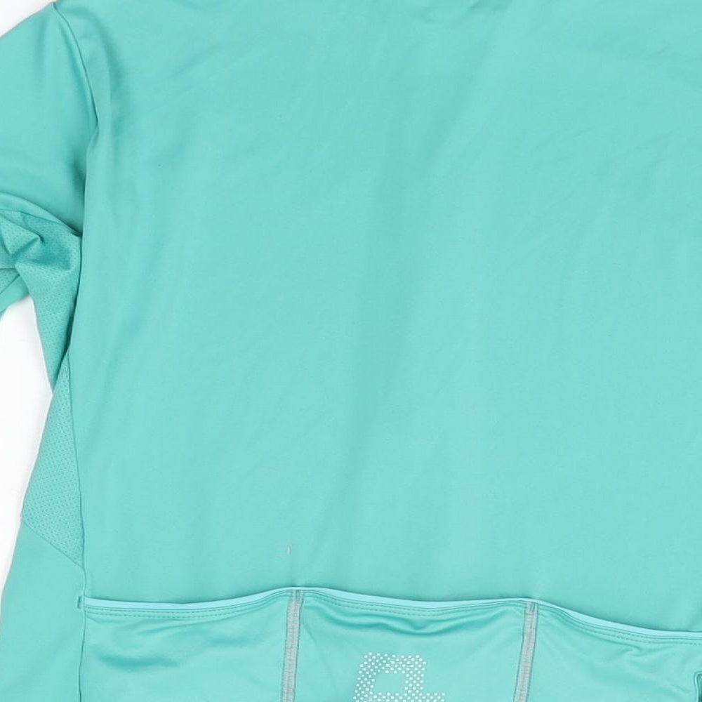 DHB Womens Green Polyester Basic T-Shirt Size 8 Round Neck Zip
