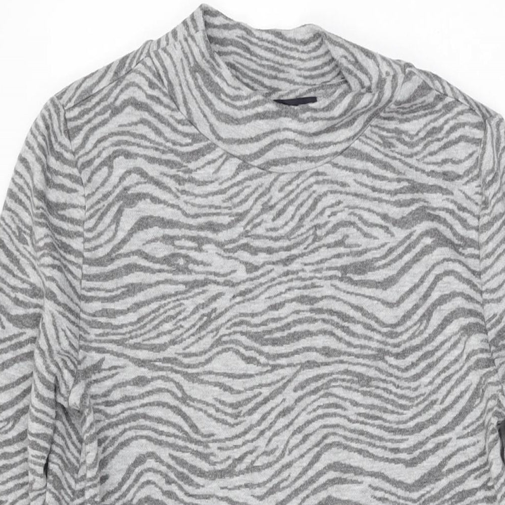 Marks and Spencer Womens Grey Animal Print Polyester Shift Size 8 Round Neck Pullover