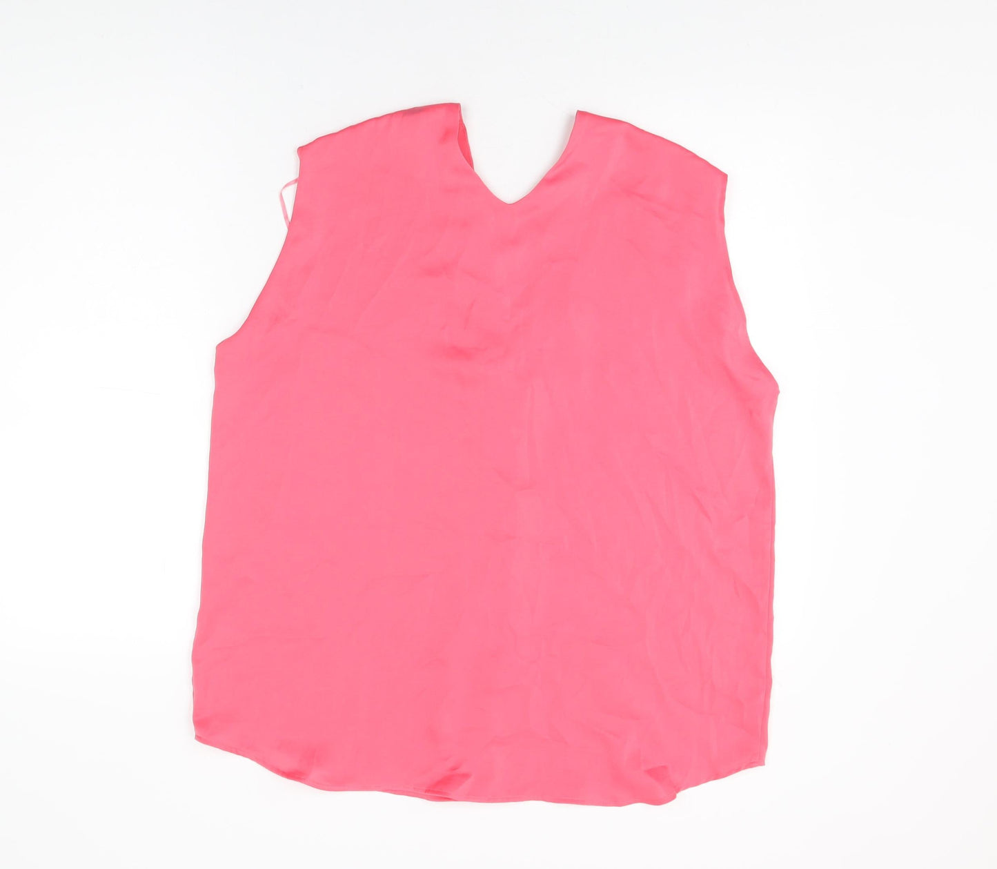 Marks and Spencer Womens Pink Polyester Basic Blouse Size 16 V-Neck