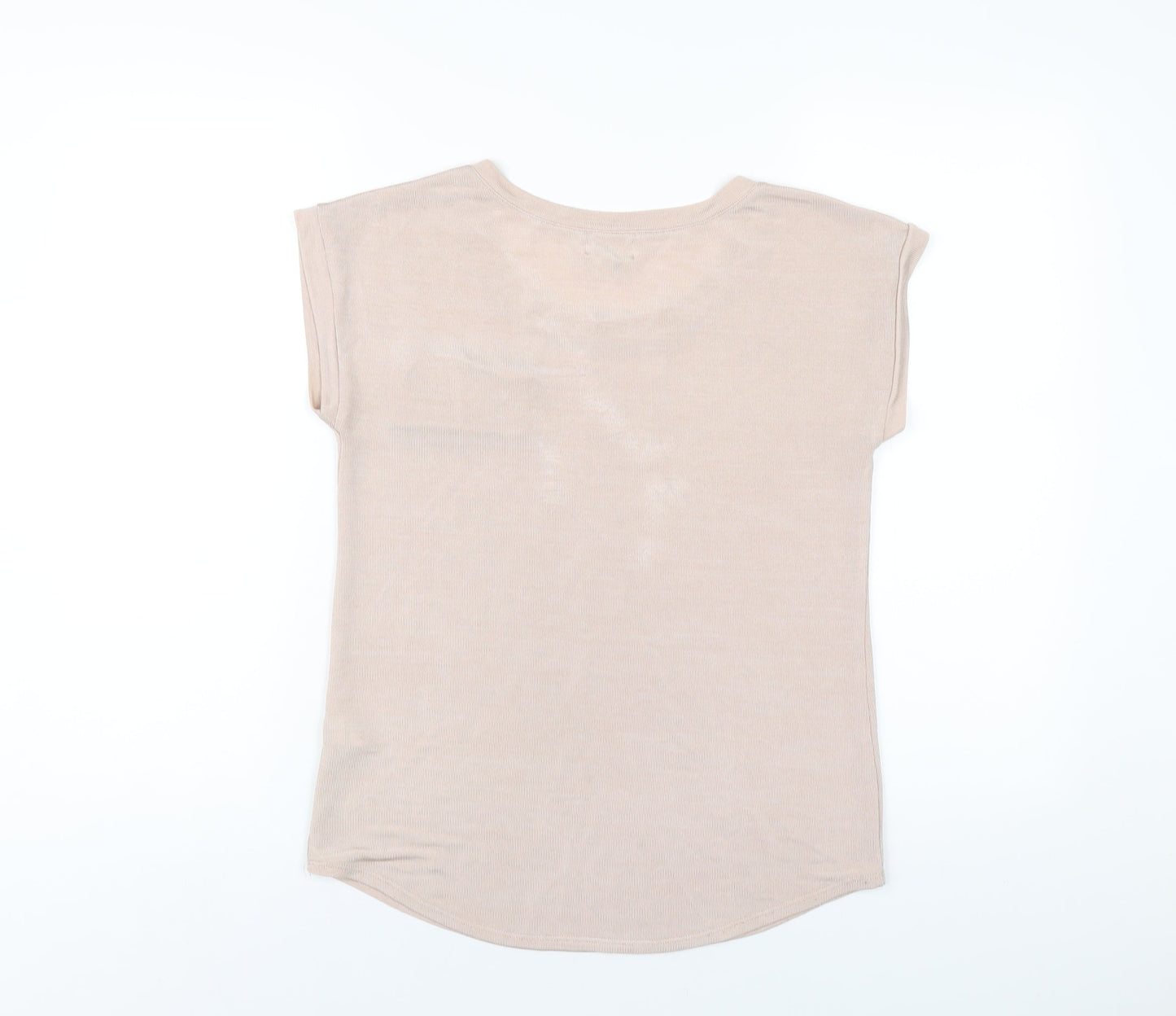 New Look Womens Pink Polyester Basic T-Shirt Size 10 Round Neck