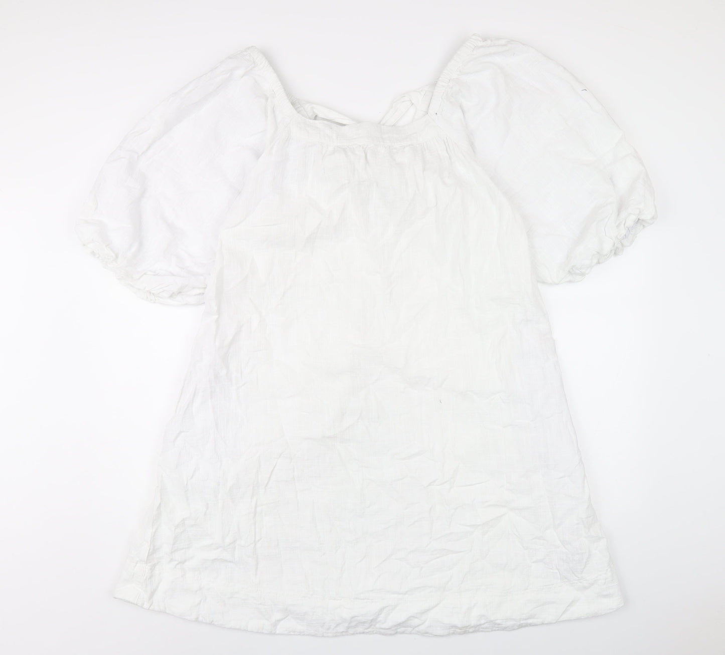 NEXT Womens White Cotton A-Line Size 10 Scoop Neck Pullover