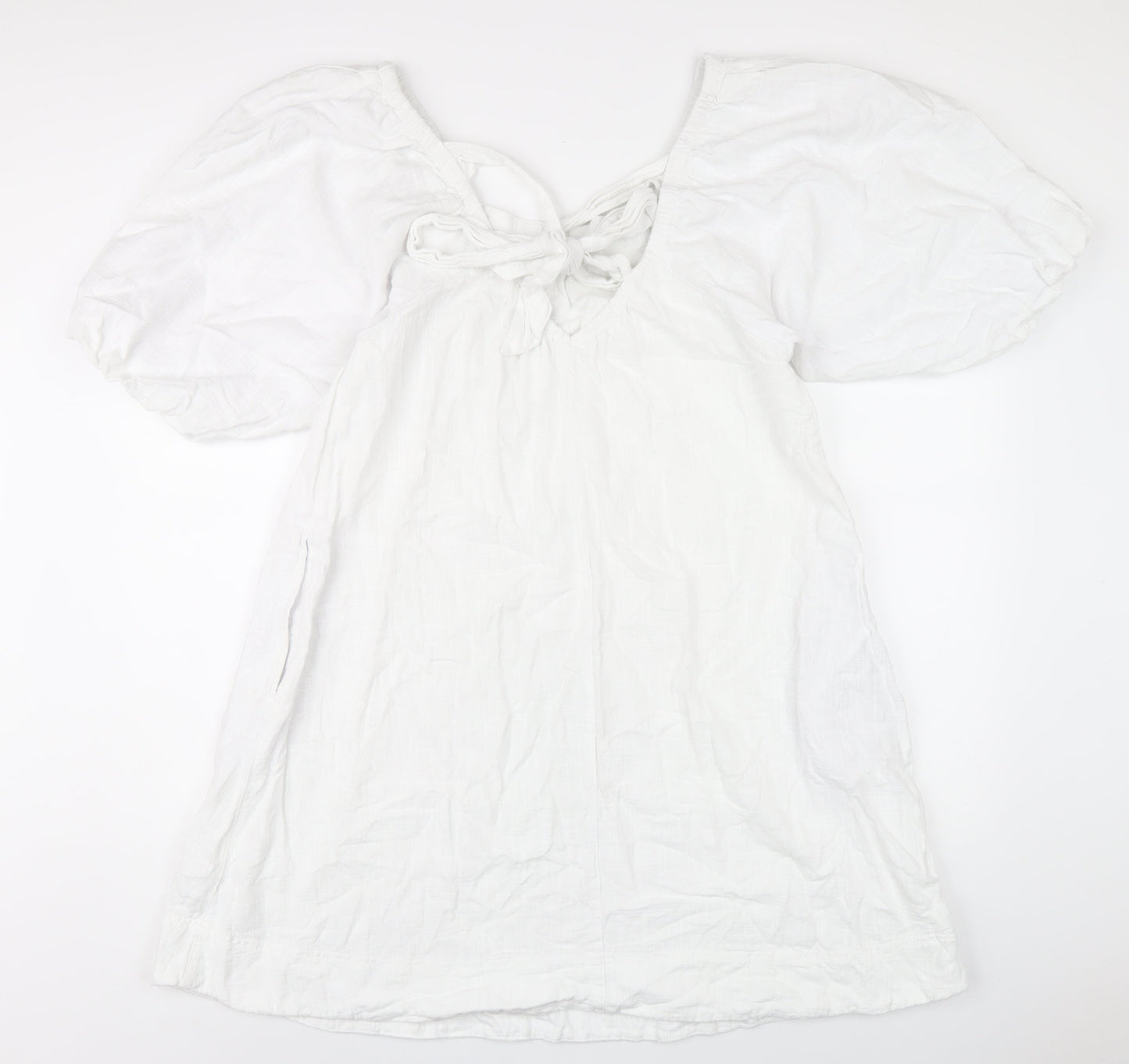 NEXT Womens White Cotton A-Line Size 10 Scoop Neck Pullover