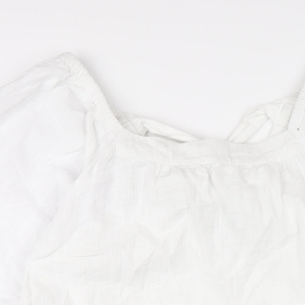 NEXT Womens White Cotton A-Line Size 10 Scoop Neck Pullover