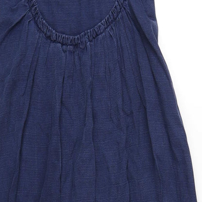 Zara Womens Blue Cotton A-Line Size S Scoop Neck Pullover