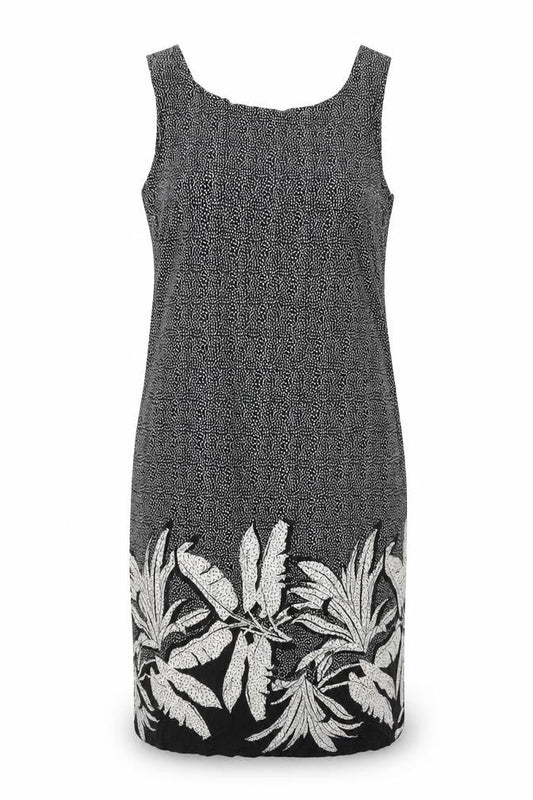 Next Womens Black Geometric Linen Tank Dress Size 8 Scoop Neck Pullover