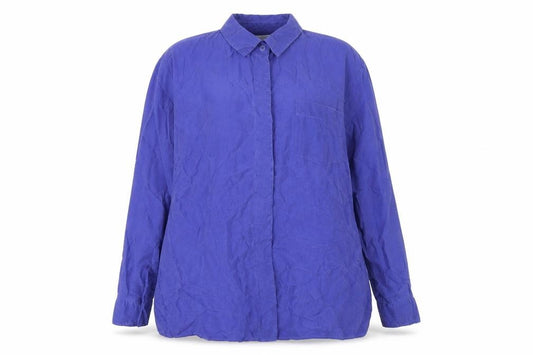 Marks and Spencer Womens Blue Cupro Basic Button-Up Size 16 Collared