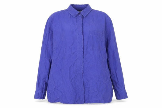 Marks and Spencer Womens Blue Cupro Basic Button-Up Size 16 Collared