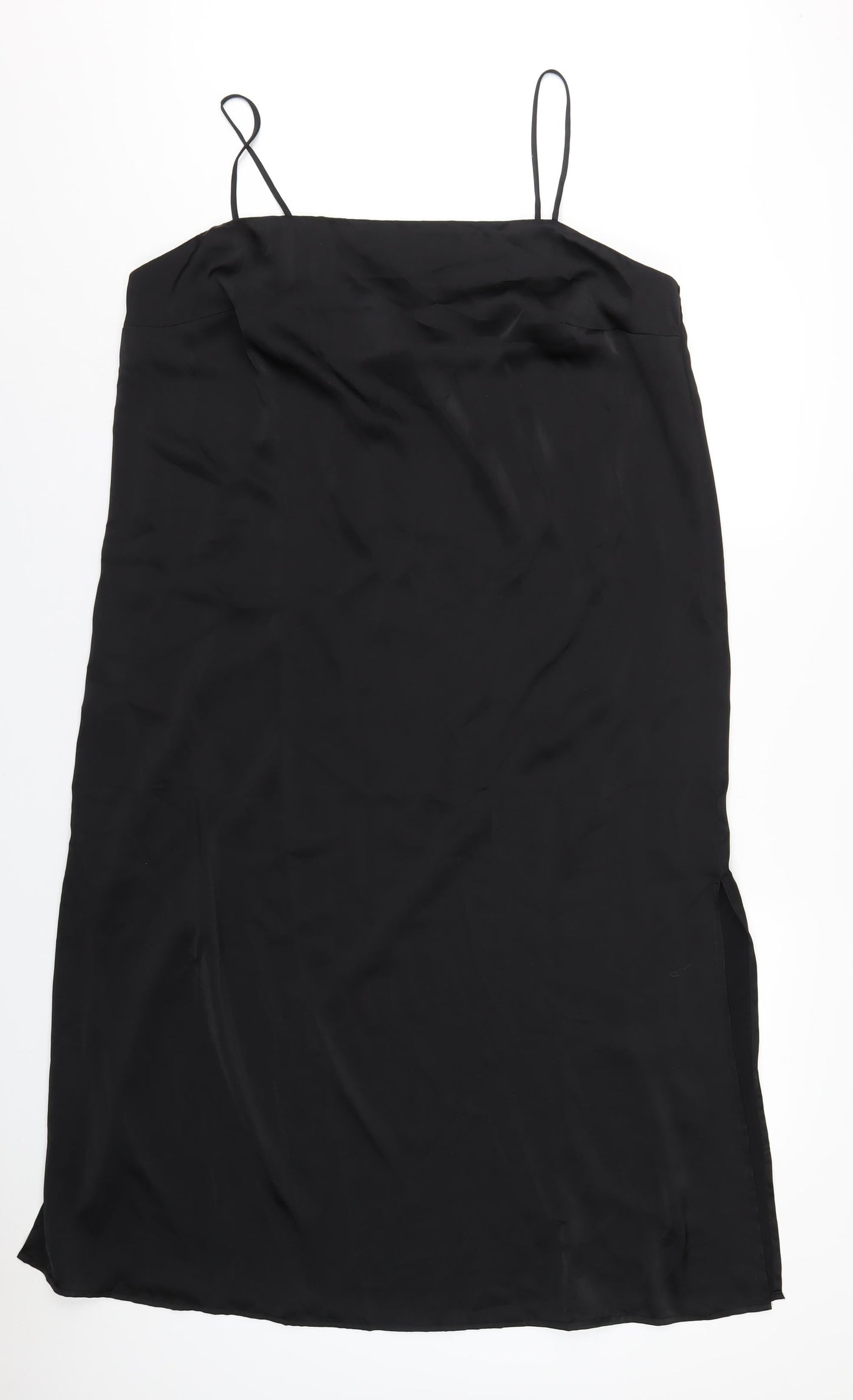 H&M Womens Black Polyester Slip Dress Size XL Square Neck Pullover