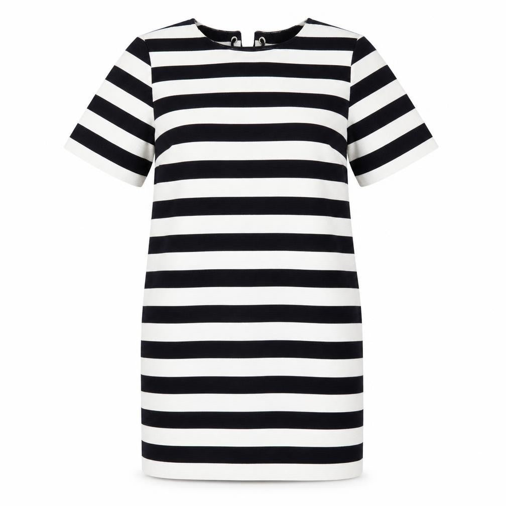 FRNCH Womens Blue Striped Polyester A-Line Size M Round Neck Pullover