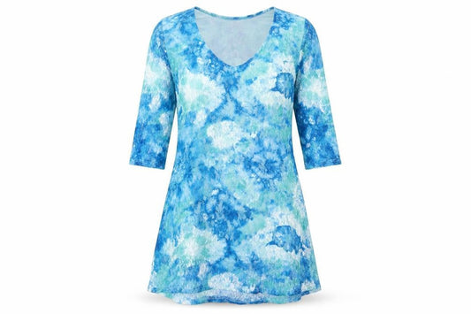 Sophie Womens Blue Polyester A-Line Size 12 V-Neck Pullover