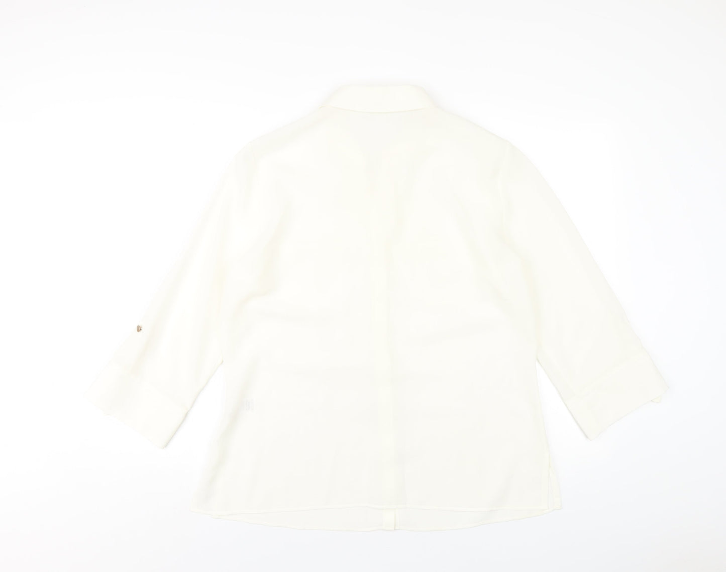 Marks and Spencer Womens Ivory Polyester Basic Button-Up Size 16 Collared