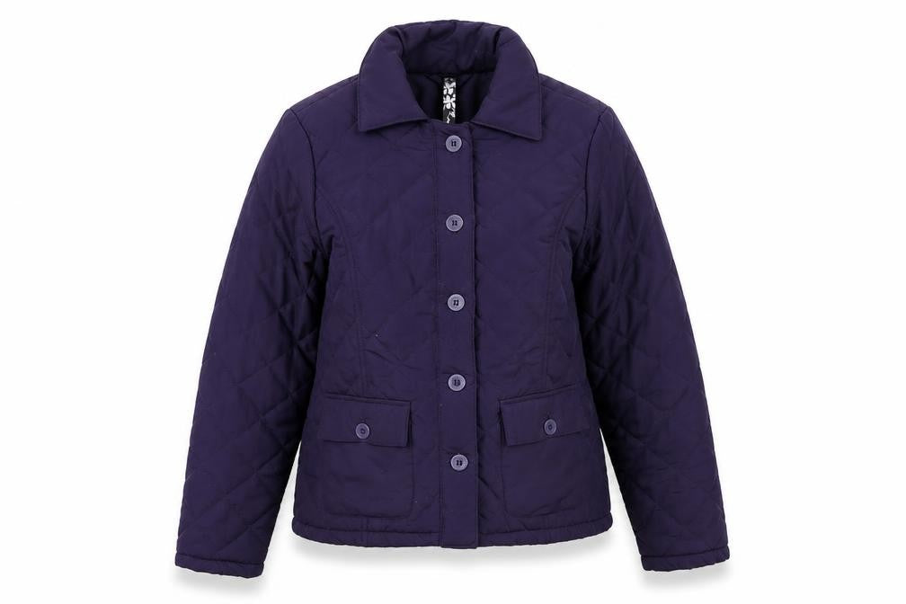 DASH Womens Purple Quilted Coat Size 12 Button