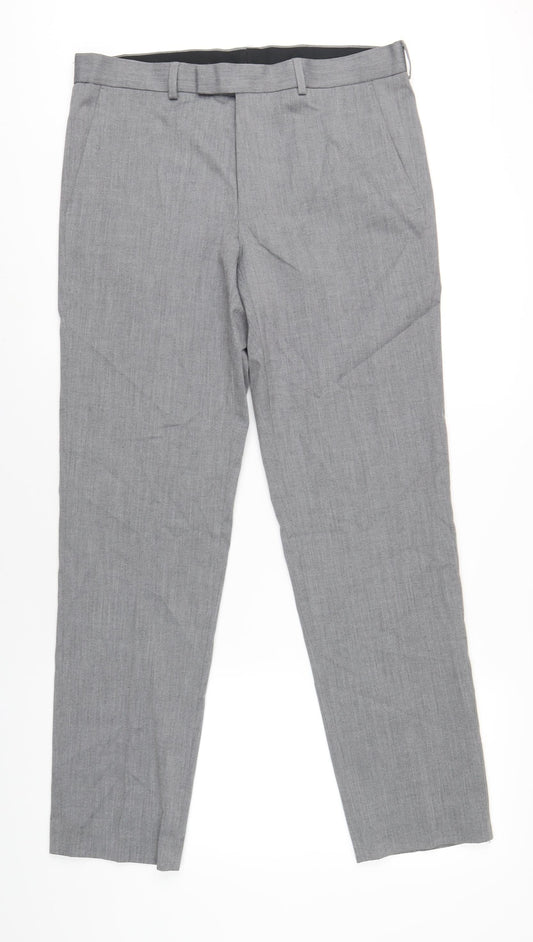 Marks and Spencer Mens Grey Polyester Tuxedo Suit Trousers Size 34 Regular